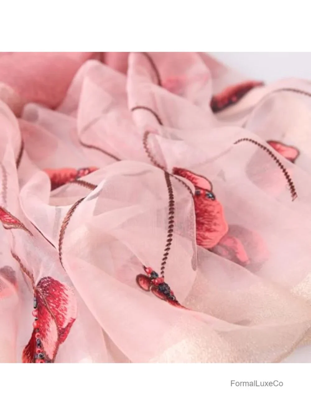 Floral Embroidered Pashmina Shawl Wrap